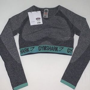 Gymshark Charcoal Flex Crop Top Size Medium brand new w tags (leggings separate)
